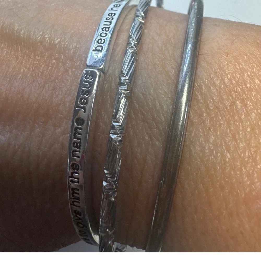 Unbranded Bracelet Set Womens OS Silver Good Religious Scripture Stack 3pc